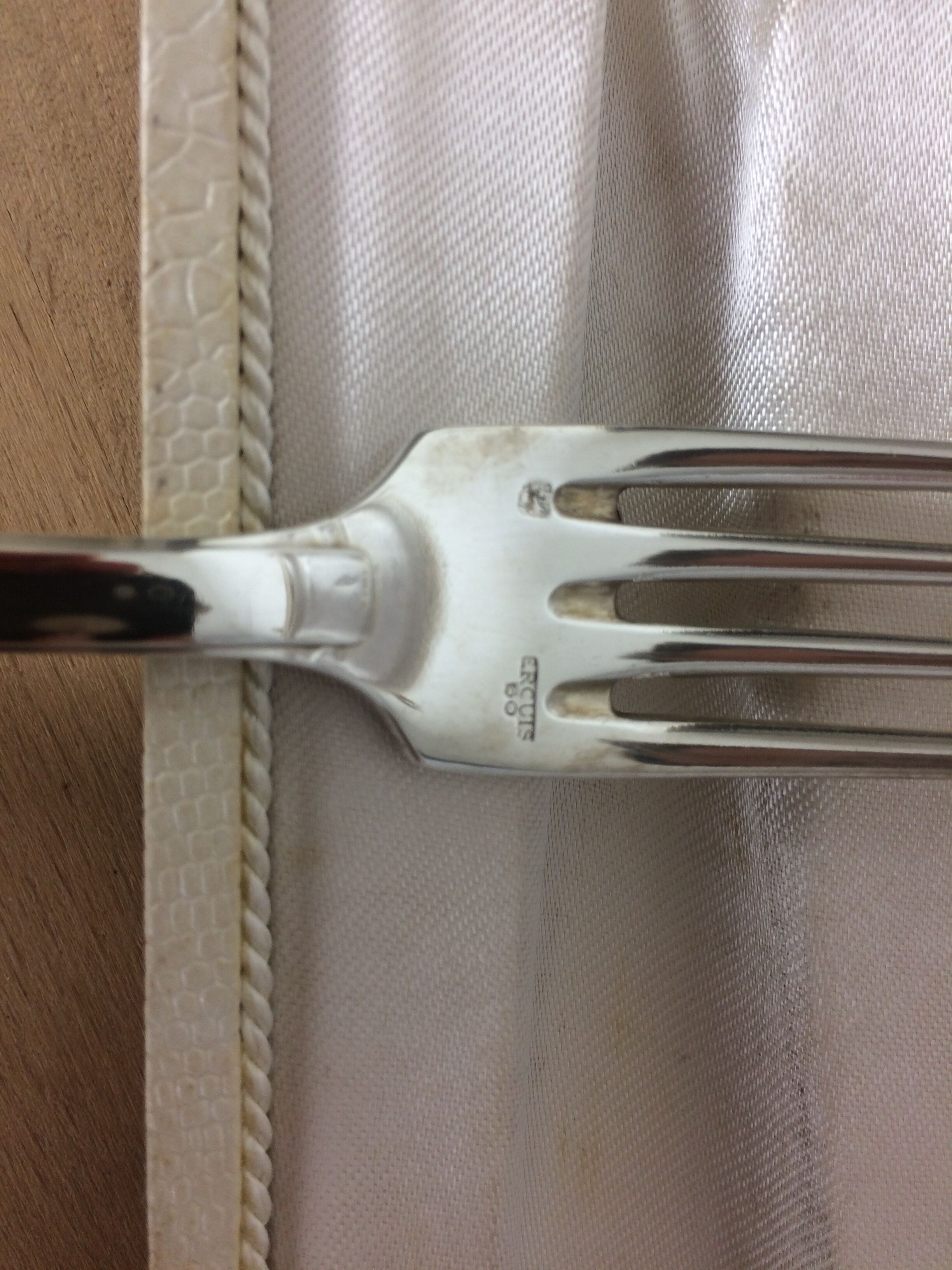 Ercuis silver metal, birth or baptism cutlery box