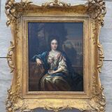 Antique painting, portrait of a gallant woman signed early 18th century