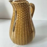 Corn cob slipware jug – gilded highlights