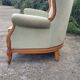 Fauteuil ancien Louis XV  en velours vert d eau
