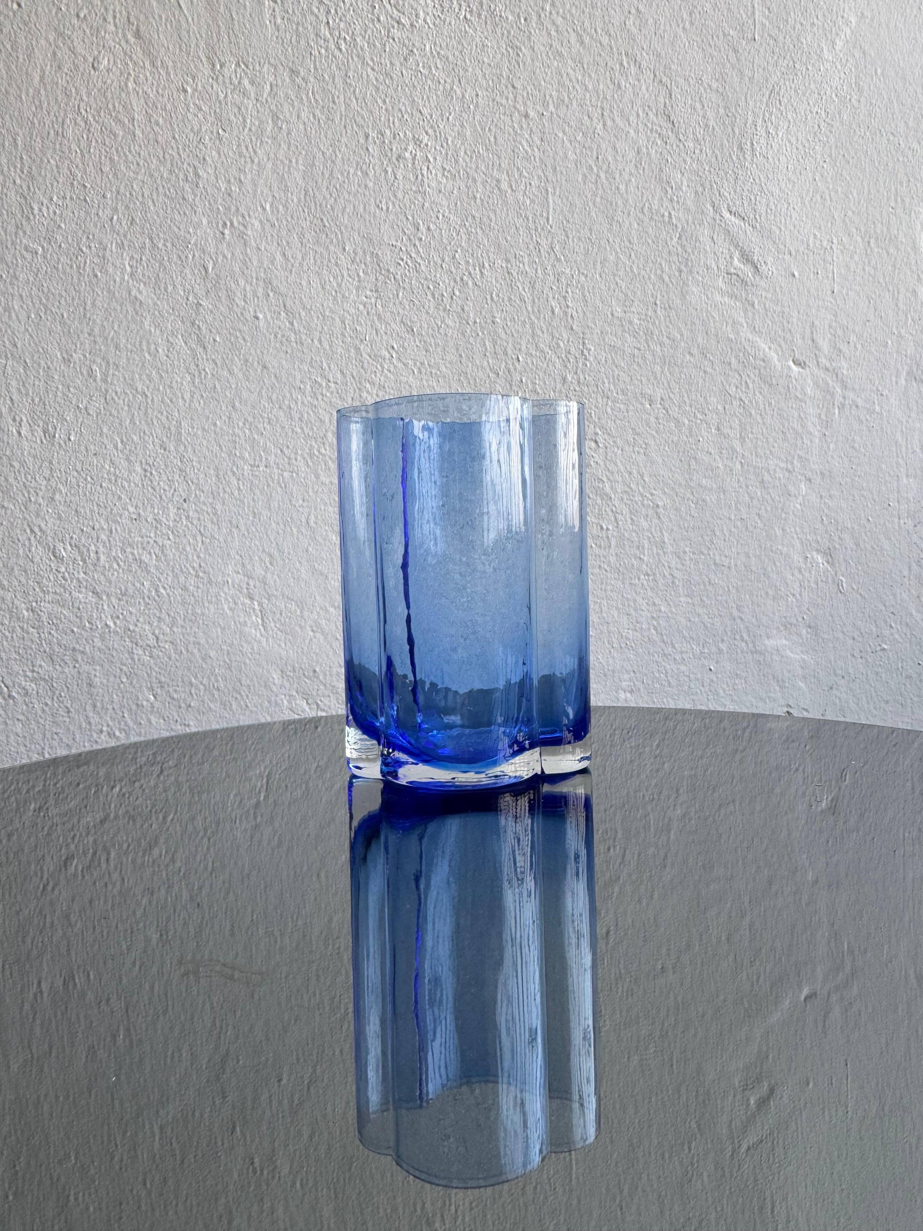Mid century Murano Vase, Blue shaped Glass, 1960's