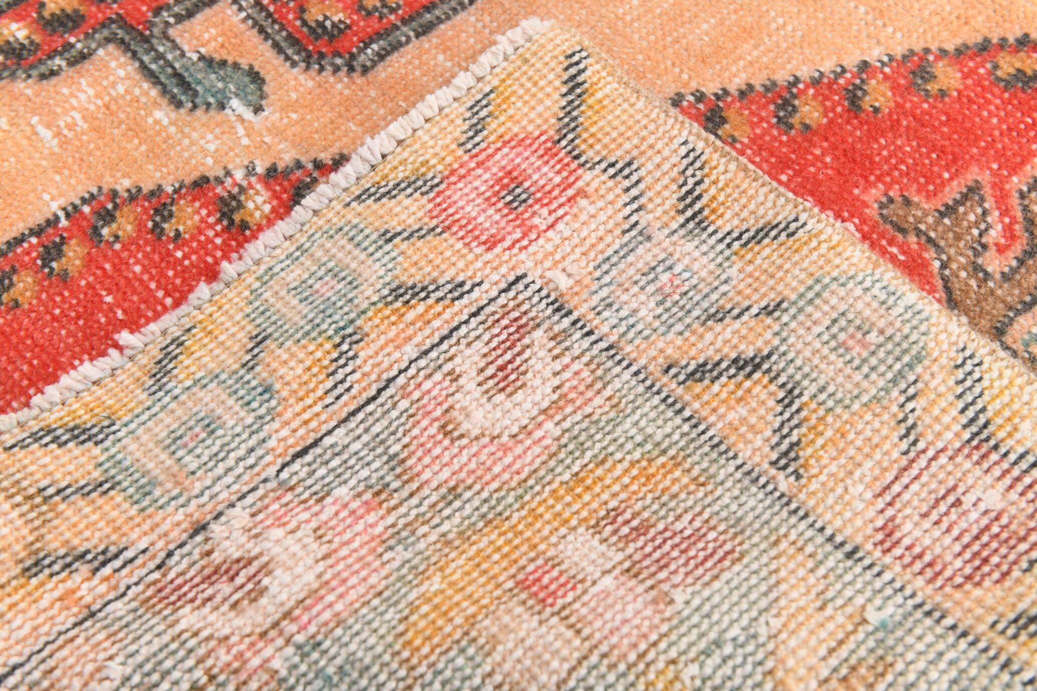 5x7 Vintage Red & Beige Vintage Oushak Small Size Area Rug, 134x218 Cm