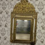 Wall cabinet / vintage mirror in gilded brass