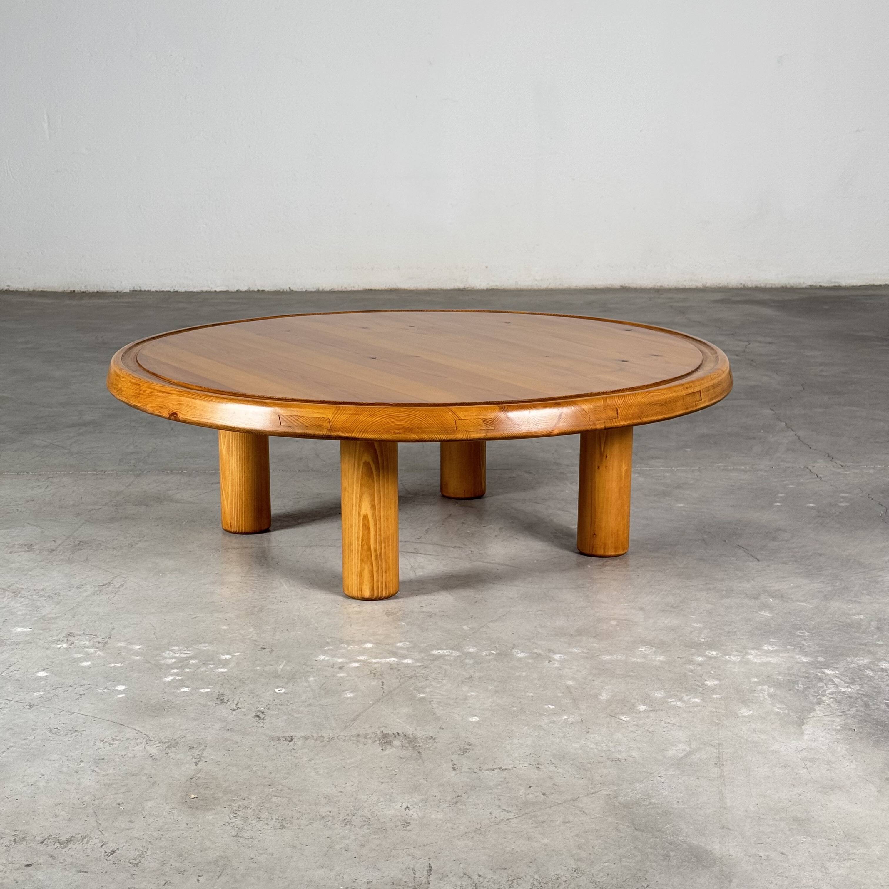 Round Pine Coffee Table, Charlotte Perriand for Les Arcs, France, 1960s