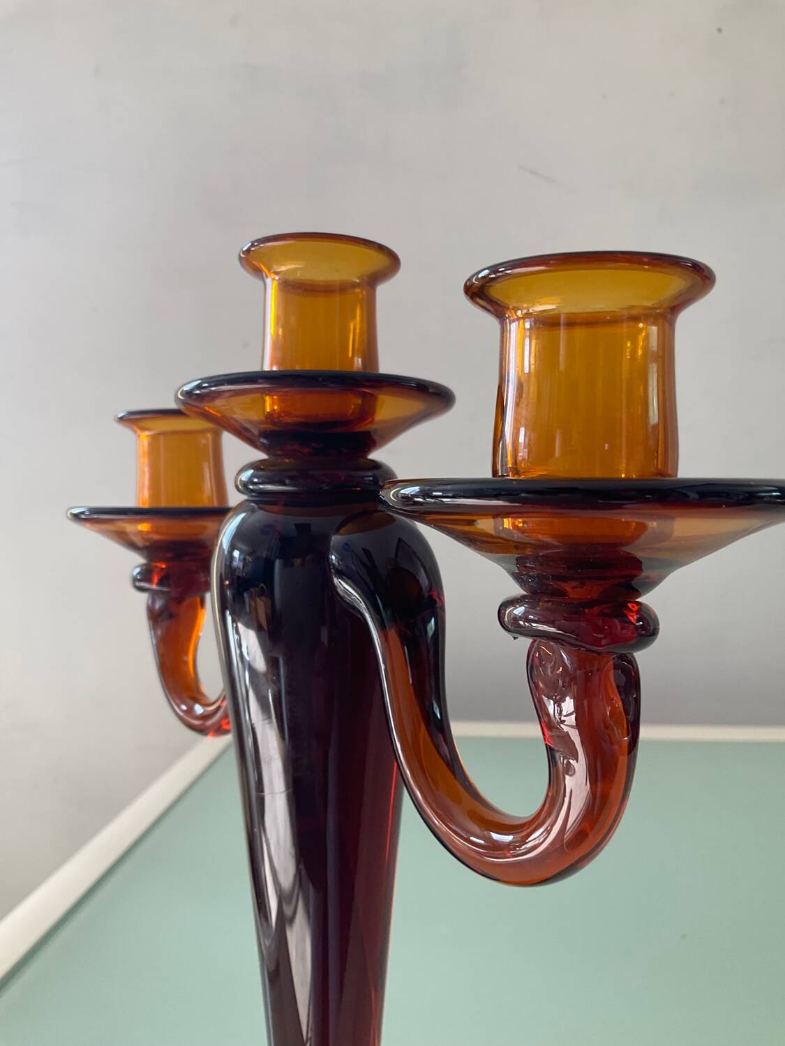 Amber glass chandelier from the 70s