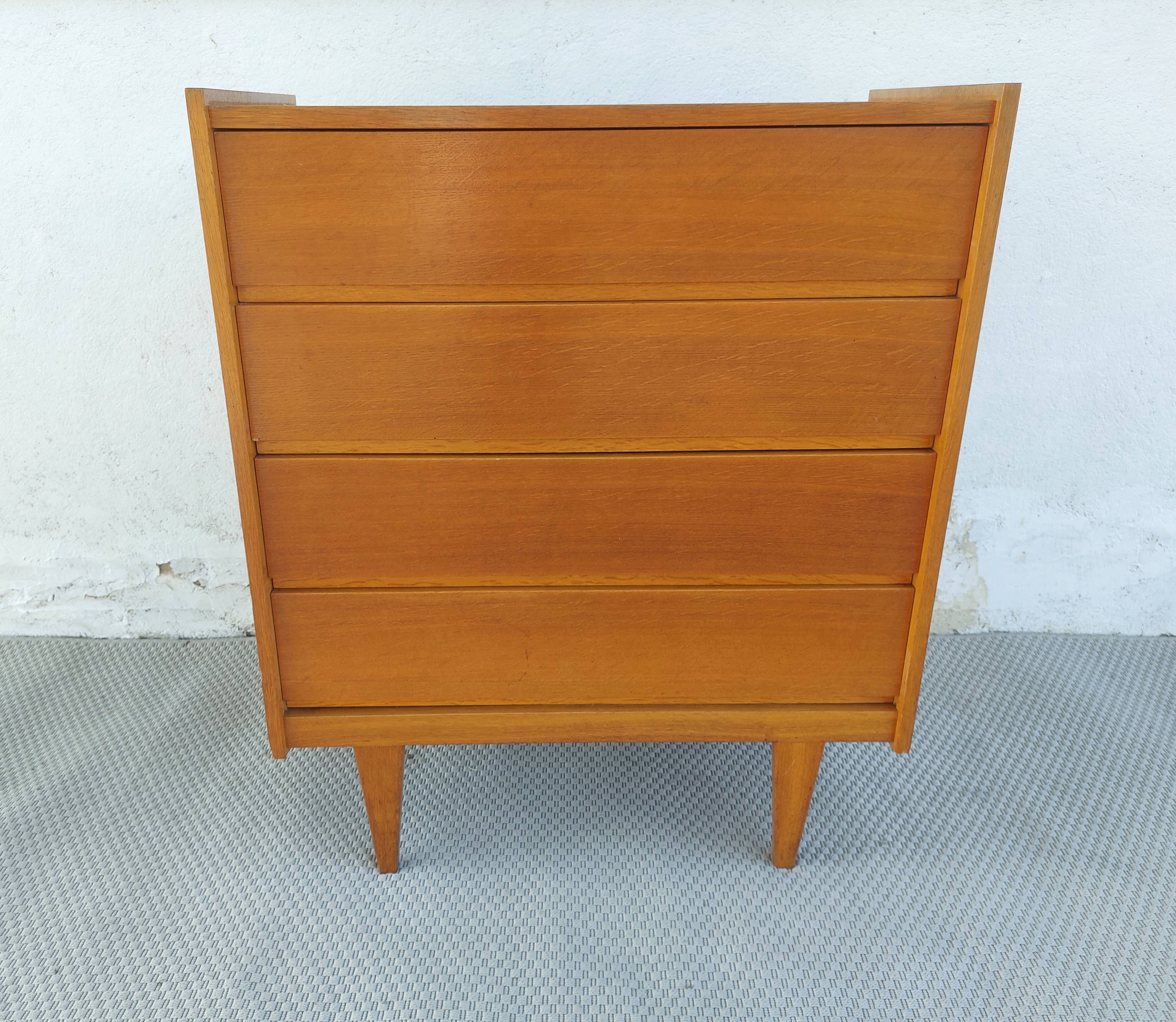 vintage chest of drawers, 60s-70s, "hidden" handles
