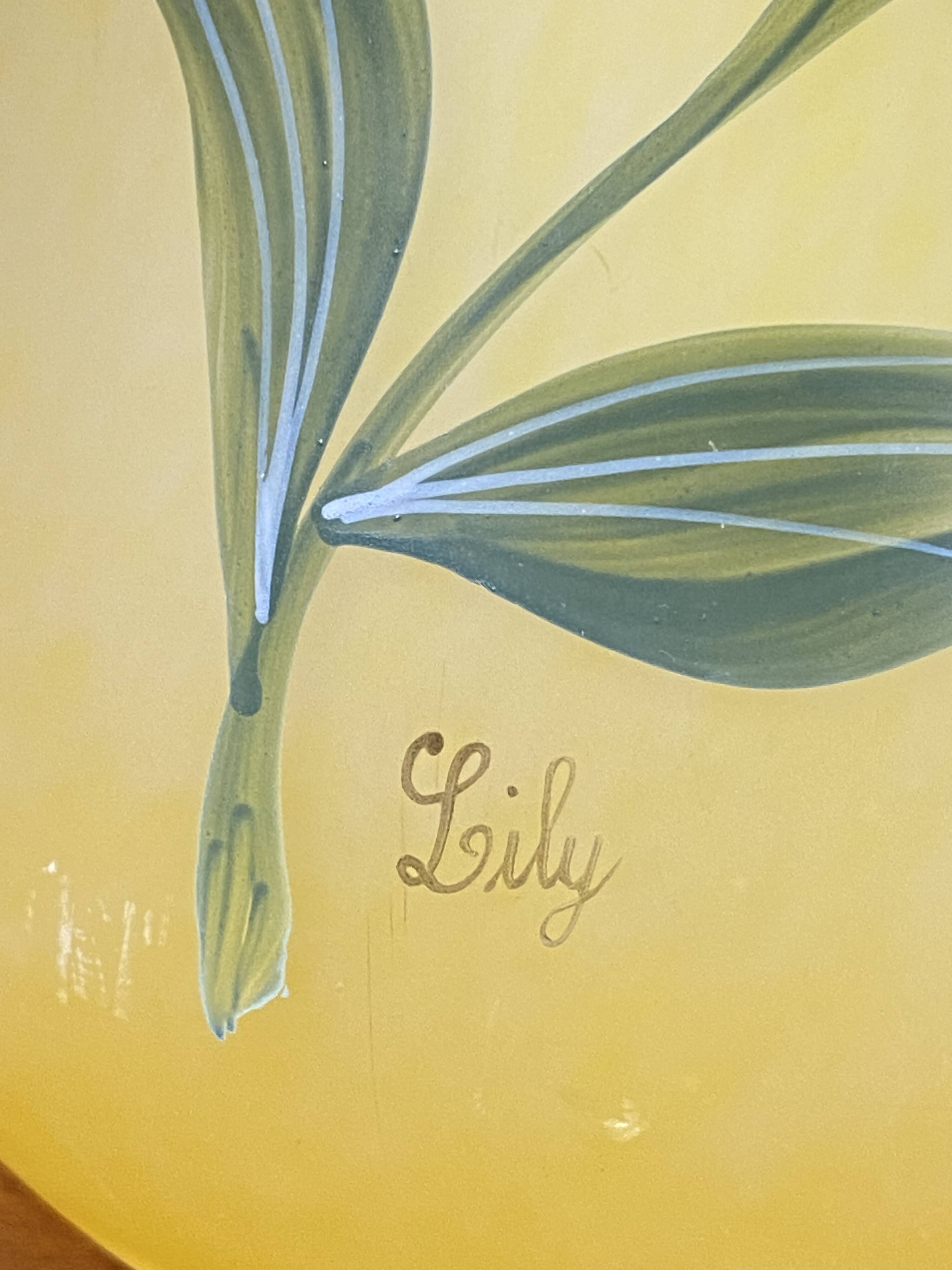 Yellow glass paste vase from the early 20th century signed Lily