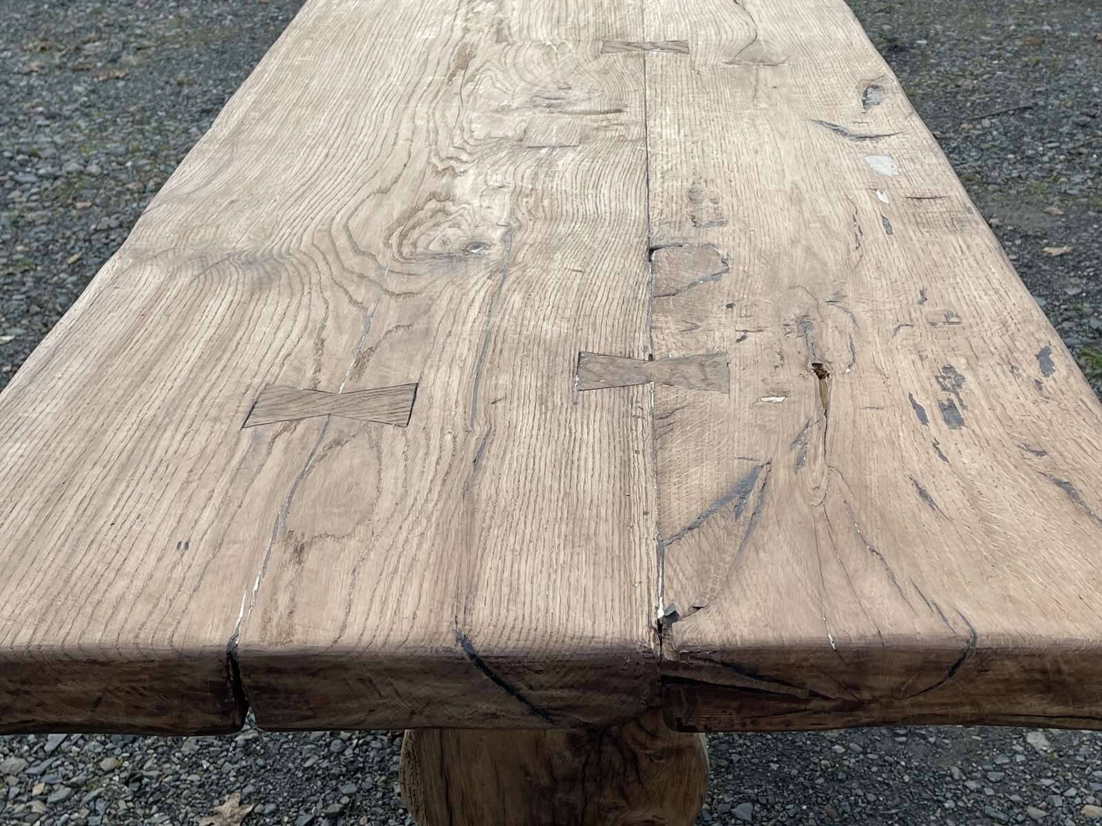 1930s monastery table in raw oak