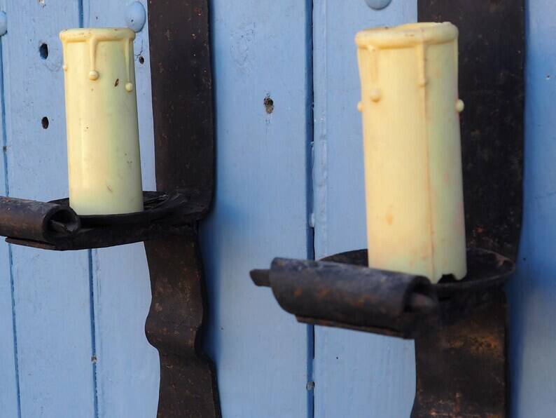 Forged Iron Castle Wall Lights: French Salvaged Sconces, Medieval Style