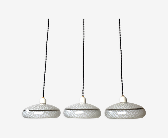 Lot 3 anciennes suspensions en verre vintage