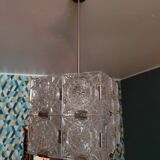 Glass faceted cube chandelier by Jaroslav Bejvl for Kamenicky Senov, year 1968