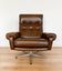 Vintage Danish mid-century brown leather swivel chair 1970s