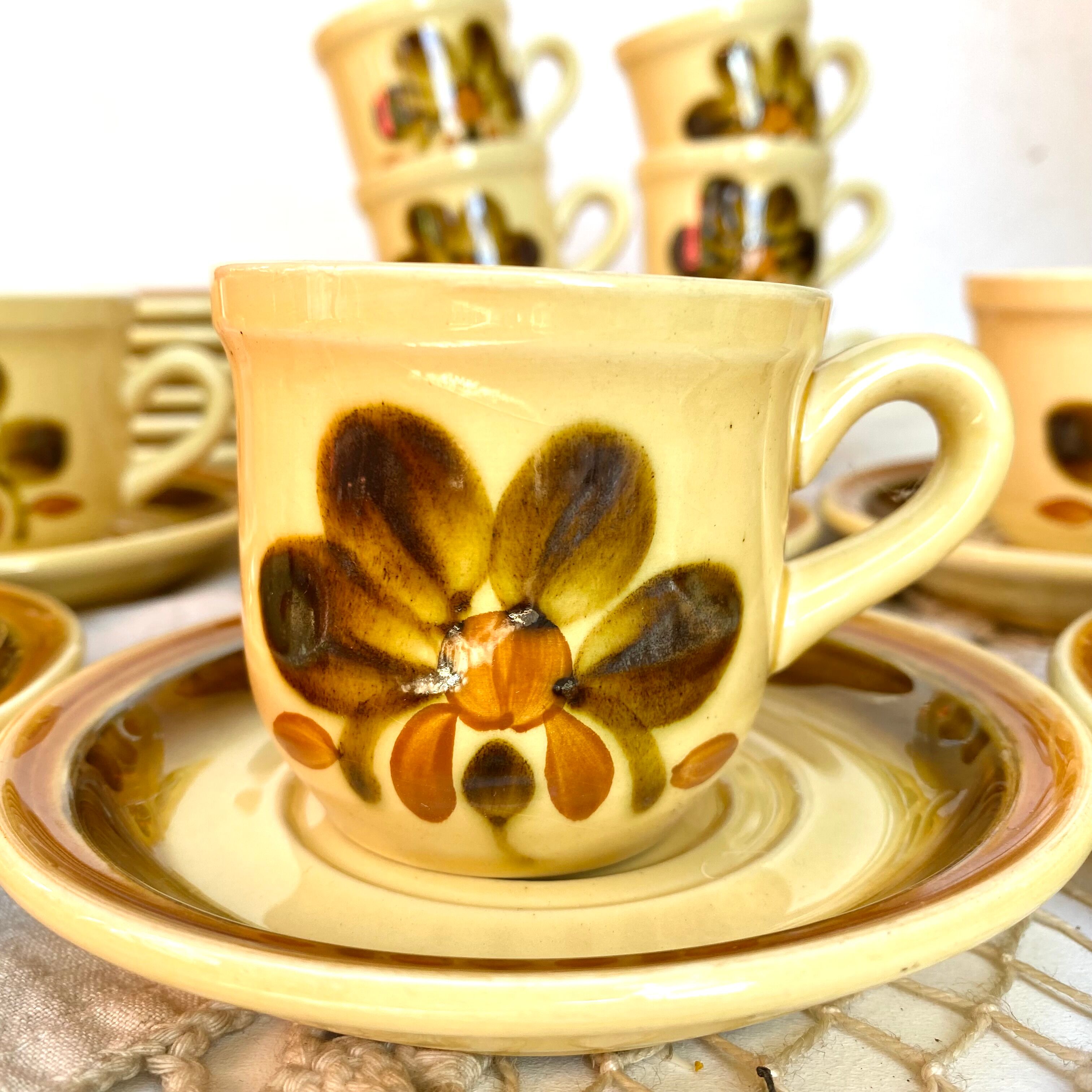 Vintage porcelain cups from Gien "Bamako"
