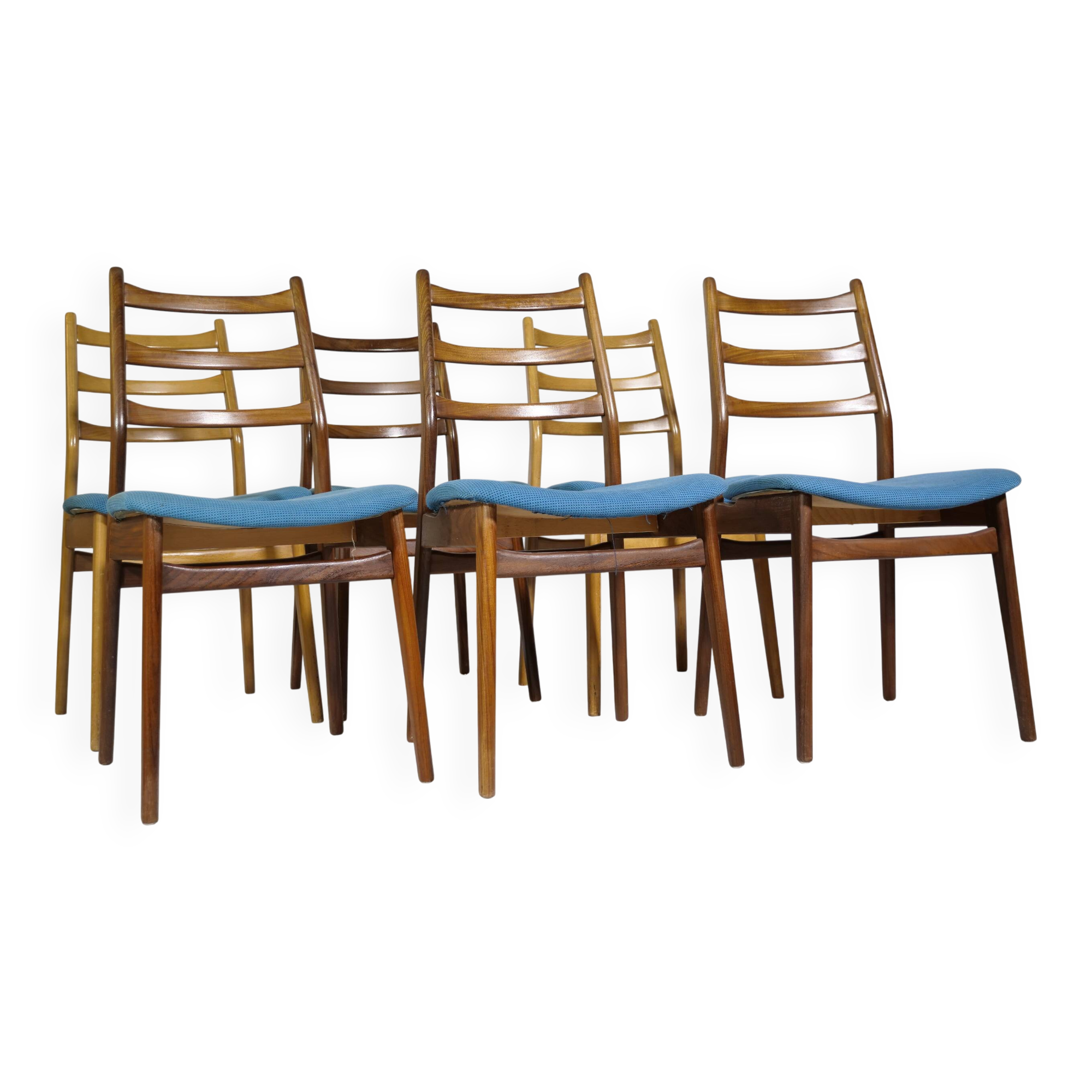 Mid-Century Design Teak and Walnut Dining Chairs by Casala, Set of 6, 1960s