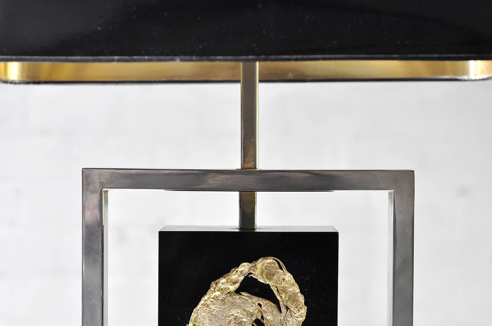 Lampe de table dorée par Philippe Cheverny, France, 1970s