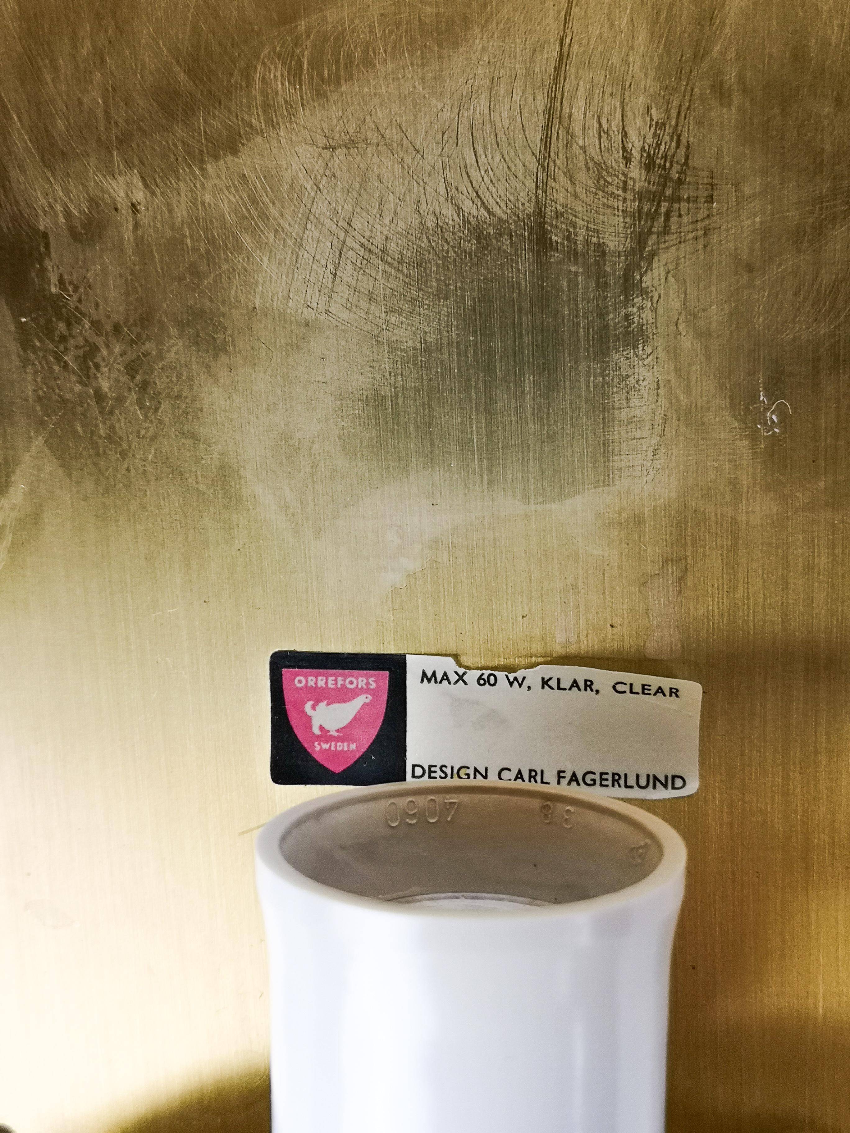 Large Modern Midcentury Wall Lamp Orrefors by Carl Fagerlund