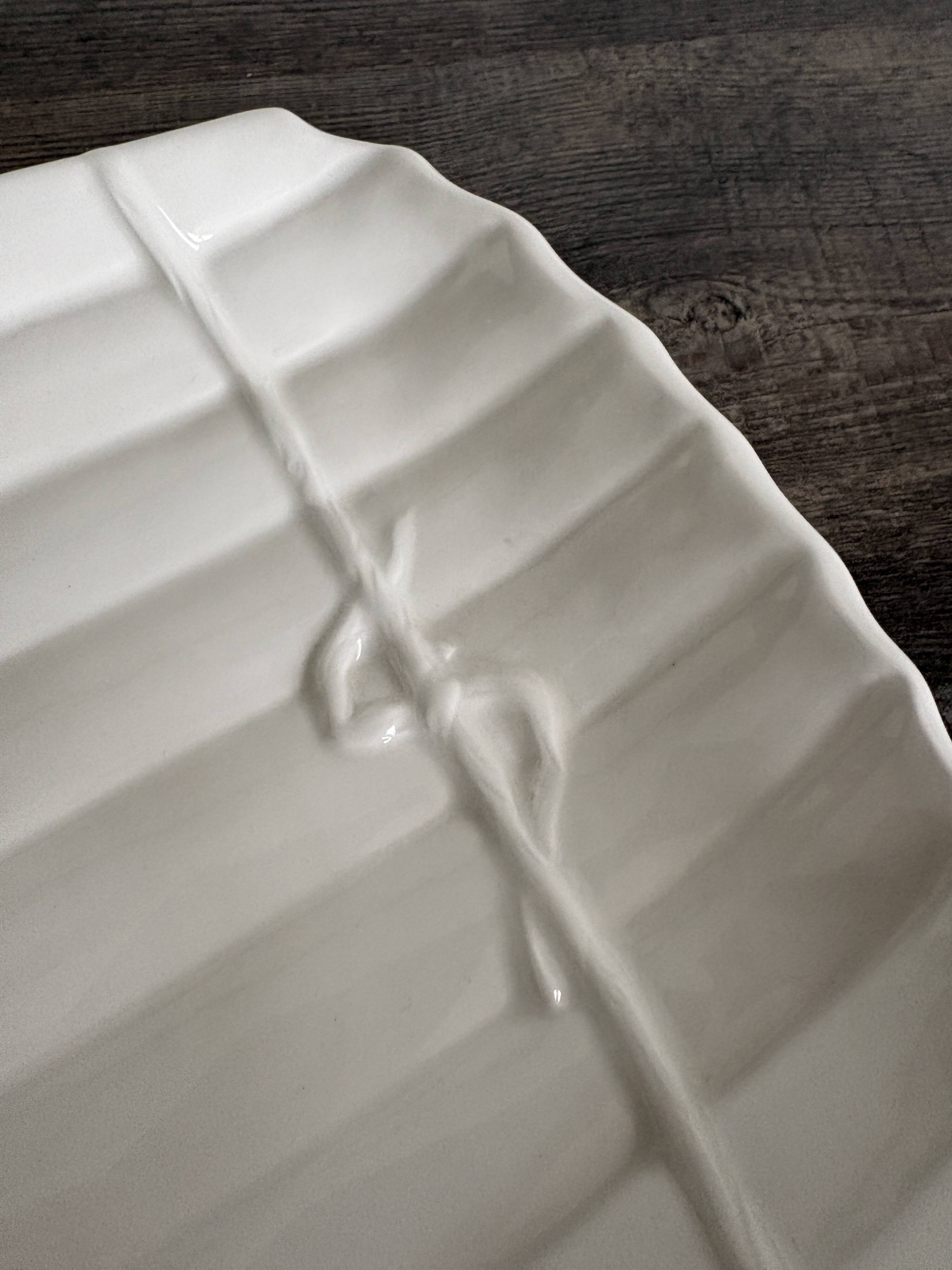 Vintage White Ceramic Asparagus Dish