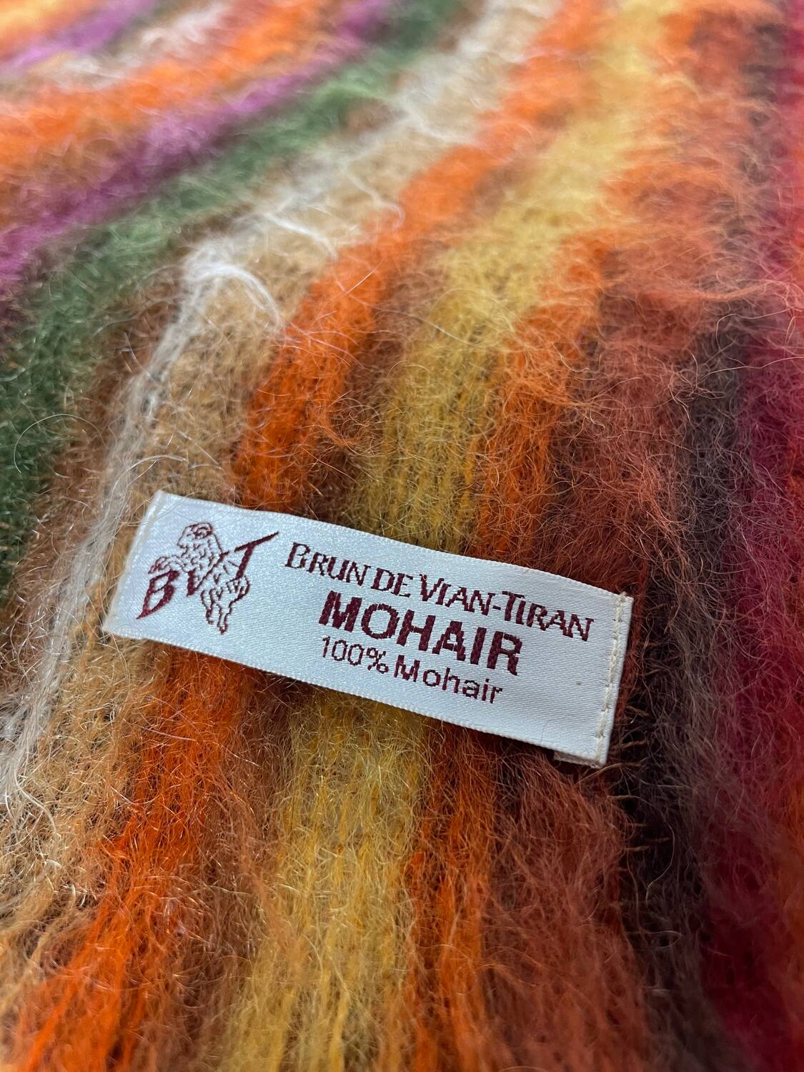 Brown mohair wool blanket/throw by Vian-Tiran.