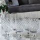 Lot 6 flûtes à champagne, cristal de Lorraine. Motifs losanges/croisillons. Haut 16 cm
