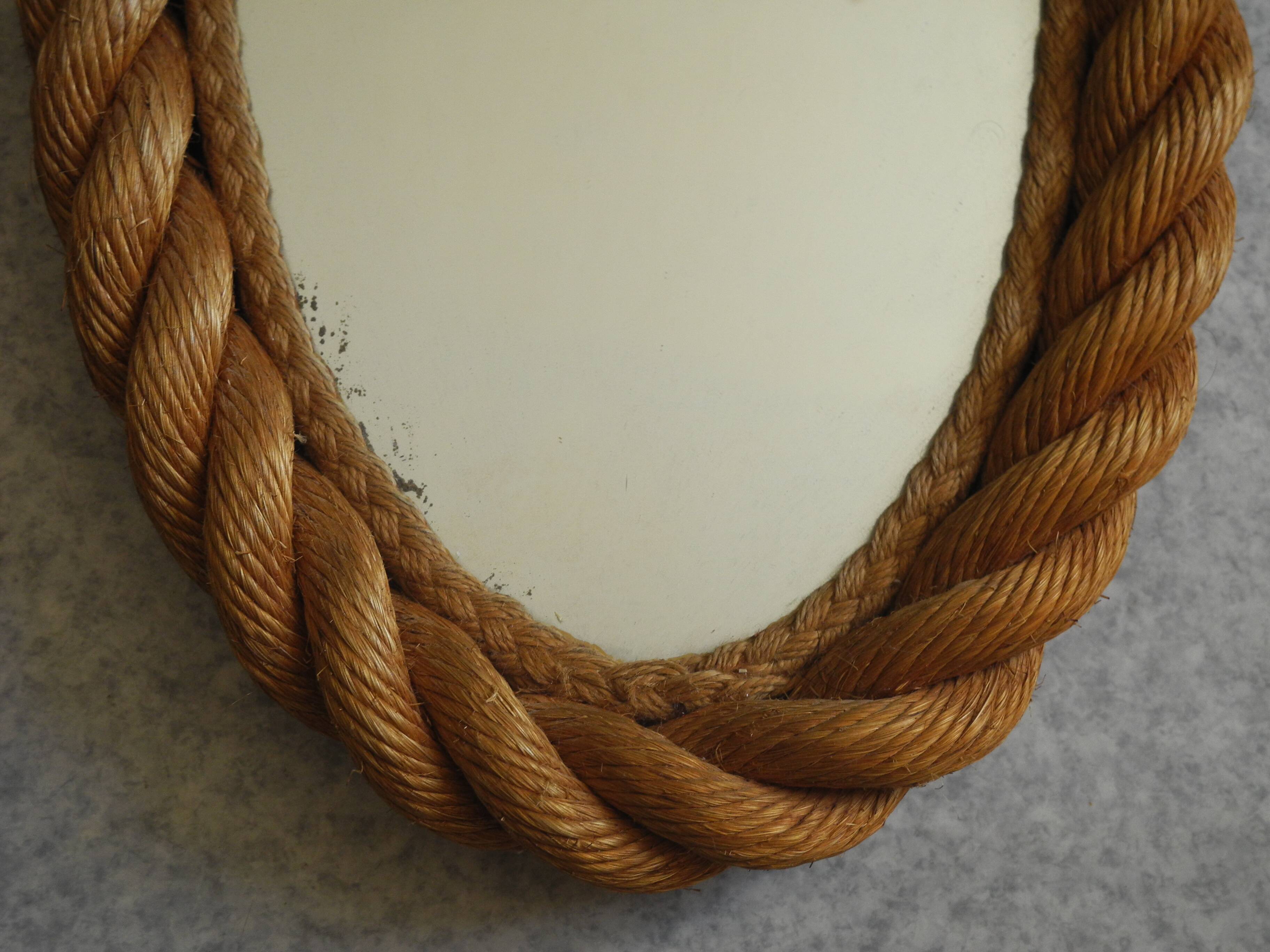 old rope mirror Audoux Minet vintage design 1950s old mirror 50s
