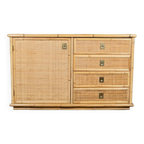 Bamboo and rattan chest of drawers or sideboard by Dal Vera, Italy, 1979