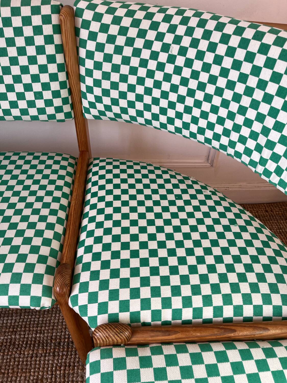 Vintage pine corner bench dining area