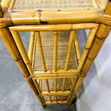 Boho chic arched bamboo shelves 1970s MCM Italian Dal Vera freestanding bookcase