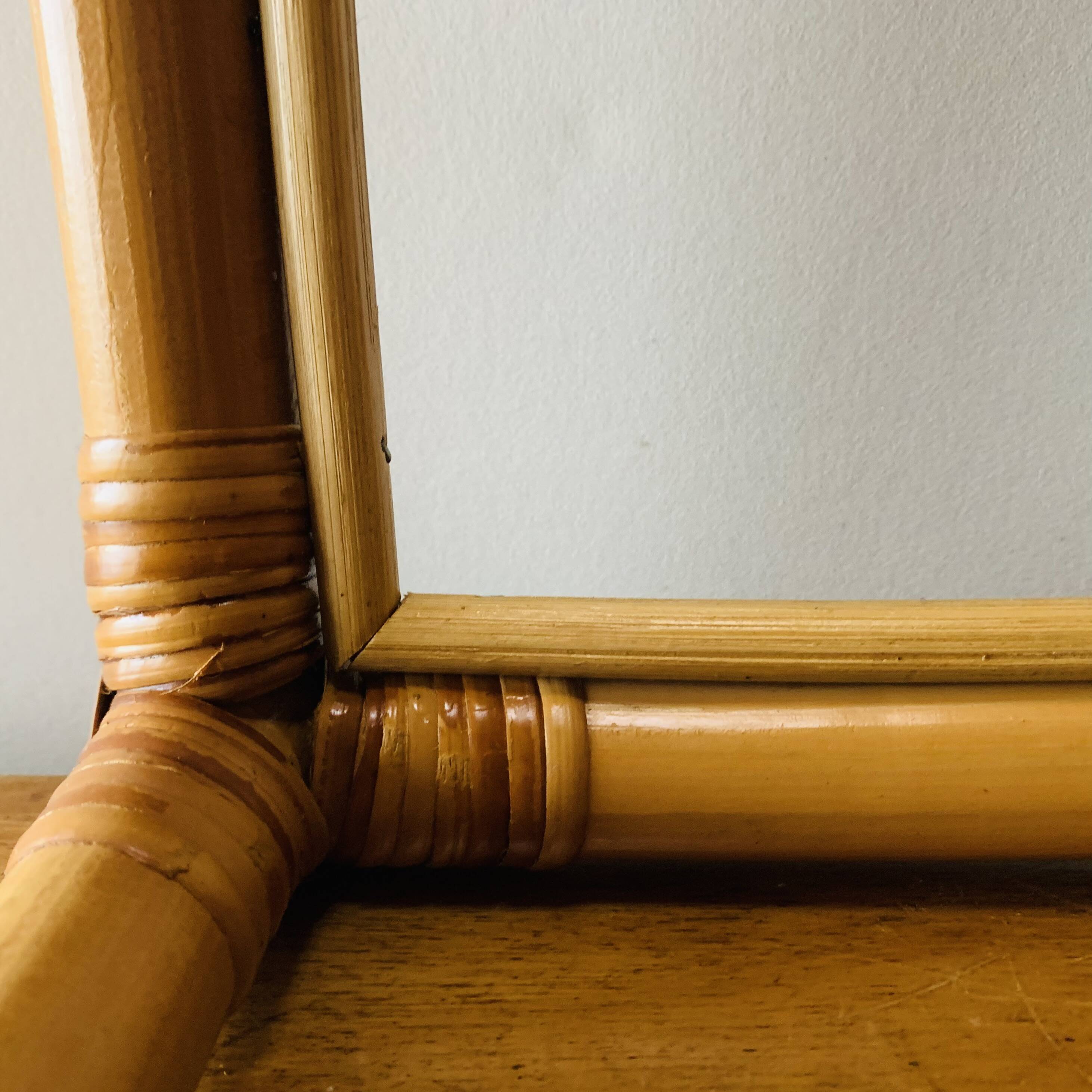 Vintage bamboo and smoked glass side table - end table