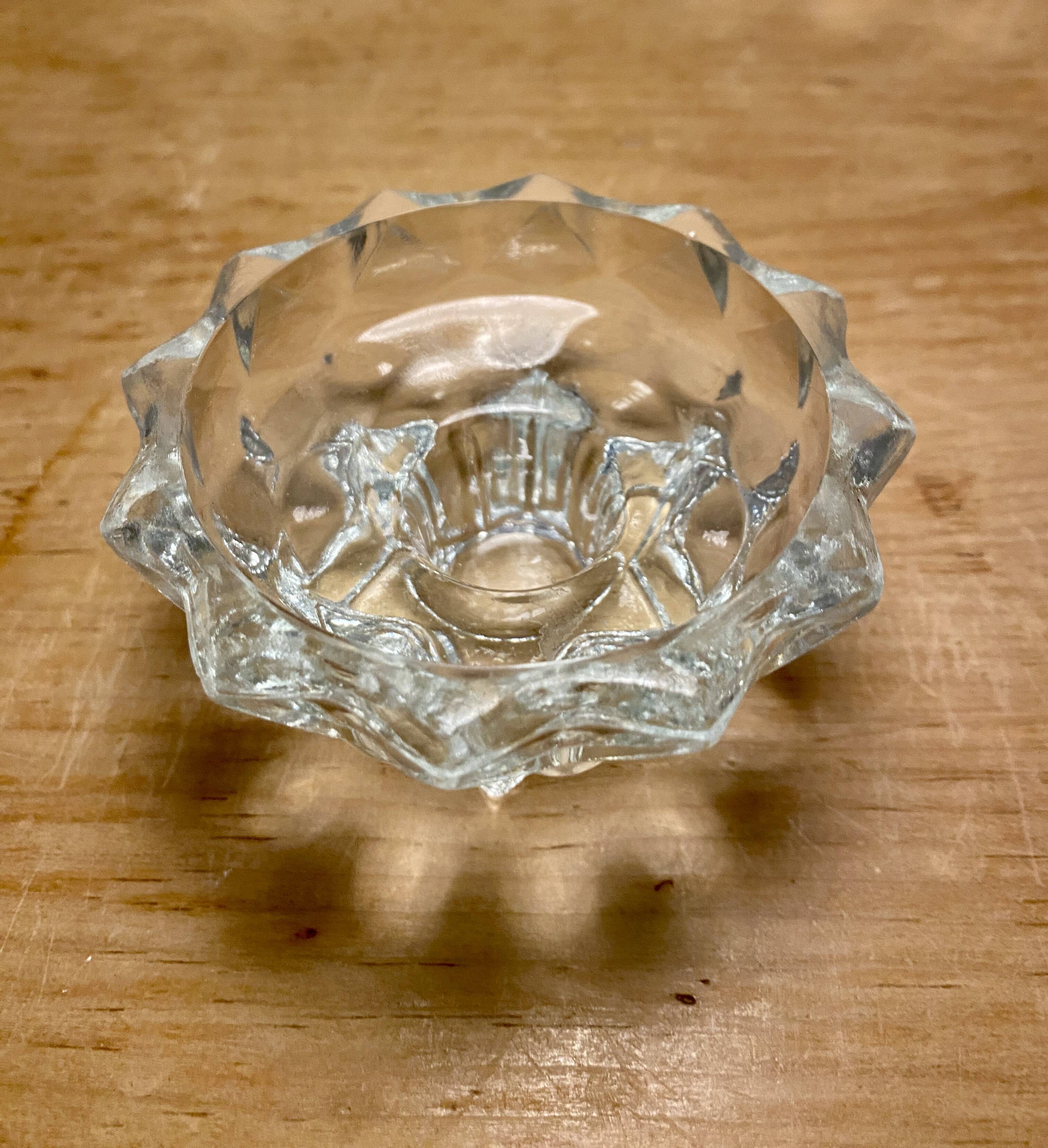 Set of 2 vintage molded glass candle holders