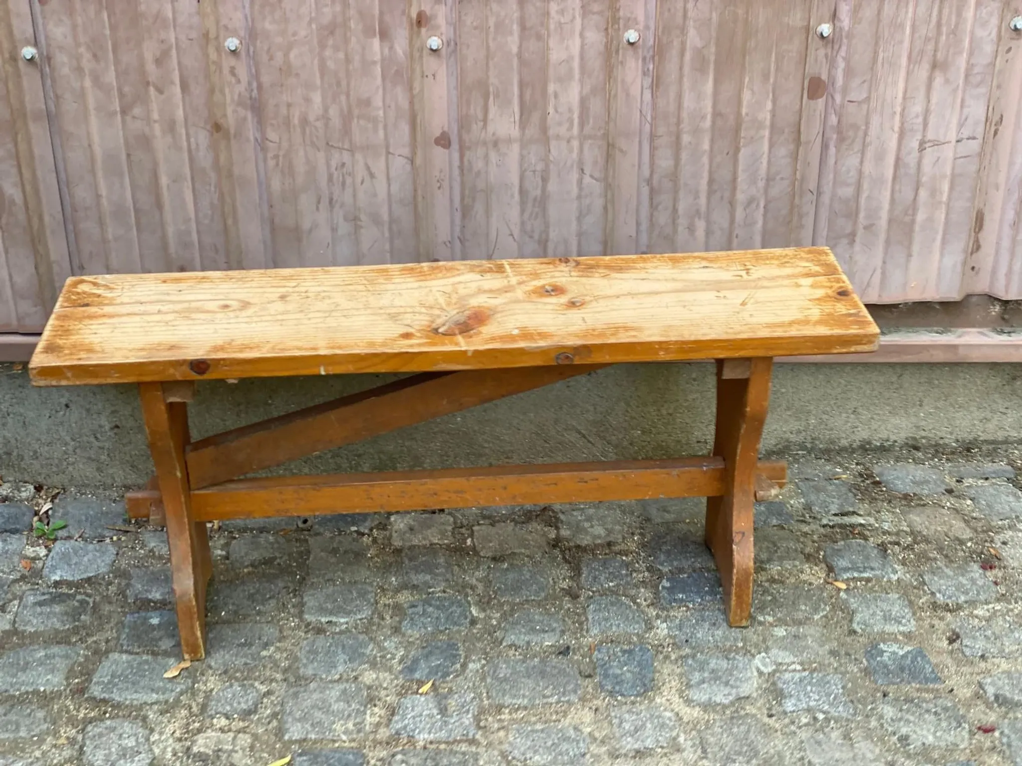 Vintage solid wood farm bench 100 cm – Rustic & chalet style 1960