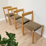 Vintage Miroslav Navratil Dining Chairs: 1970s Czechoslovakia, Gray Fabric