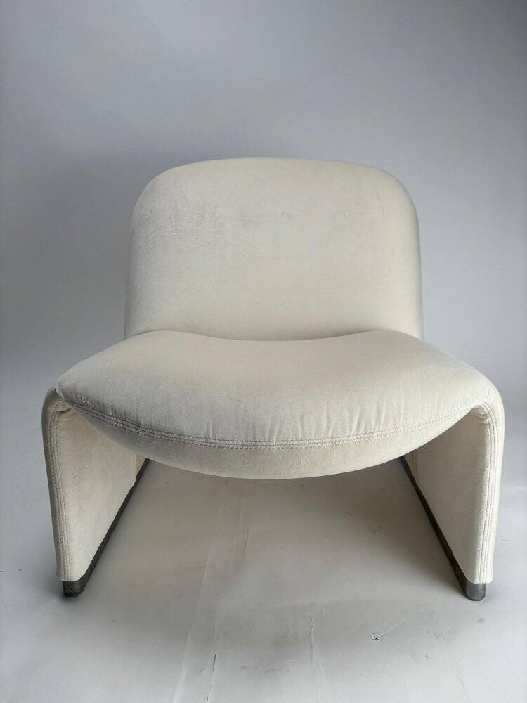 Chauffeuse Alky en velours blanc attribué à Giancarlo Piretti pour Anonima Castelli, Italie, années 1960