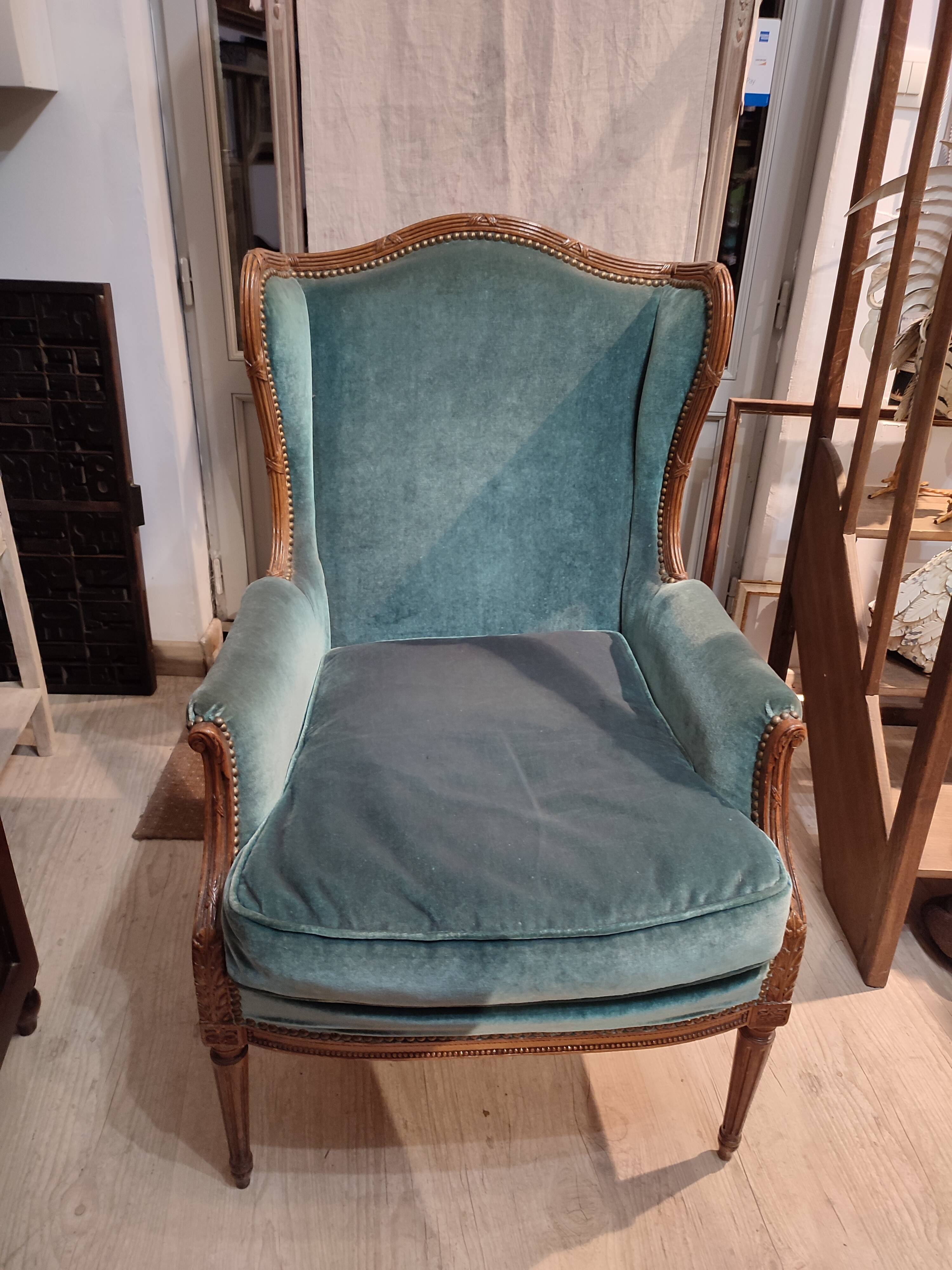 Louis XVI style eared shepherdess armchair