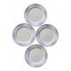 4 vintage ceramic dessert plates - Blue rim and floral pattern