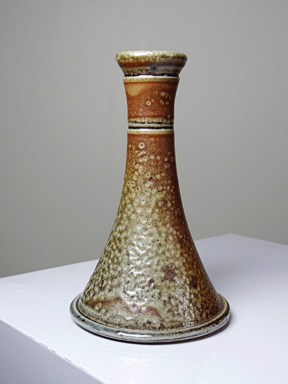 Vintage candlestick or soliflore in glazed stoneware signed Le Don.