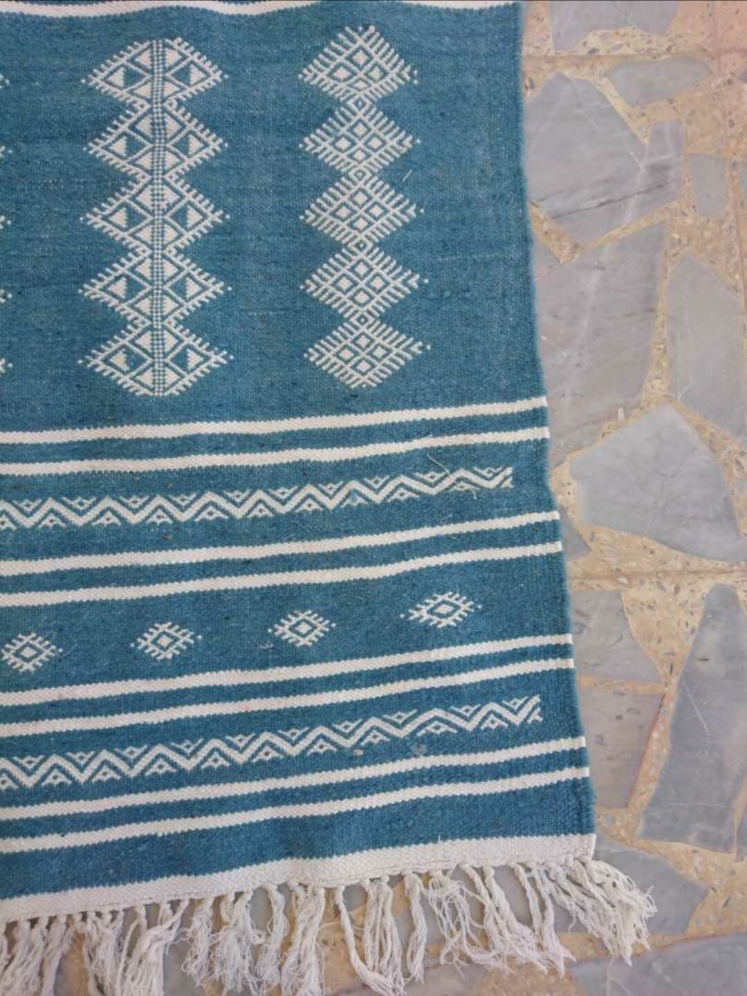 Blue in pure wool kilim rug