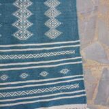 Blue in pure wool kilim rug