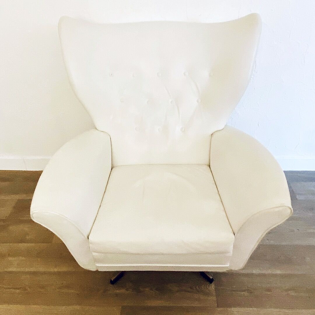 White leather armchair from the 70s
