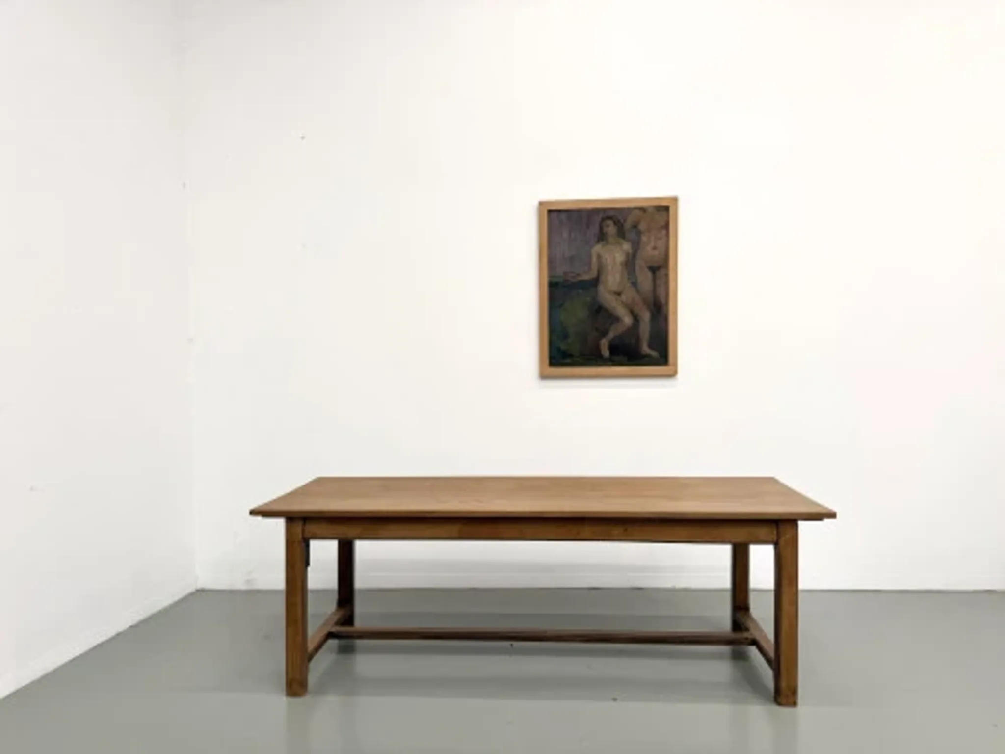 Solid oak farmhouse table, 1970s