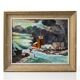 Tableau huile paysage hiver neige village signe H. Paris - Cadre