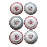6 flat plates Digoin Sarregemines Marsac red with gold flowers