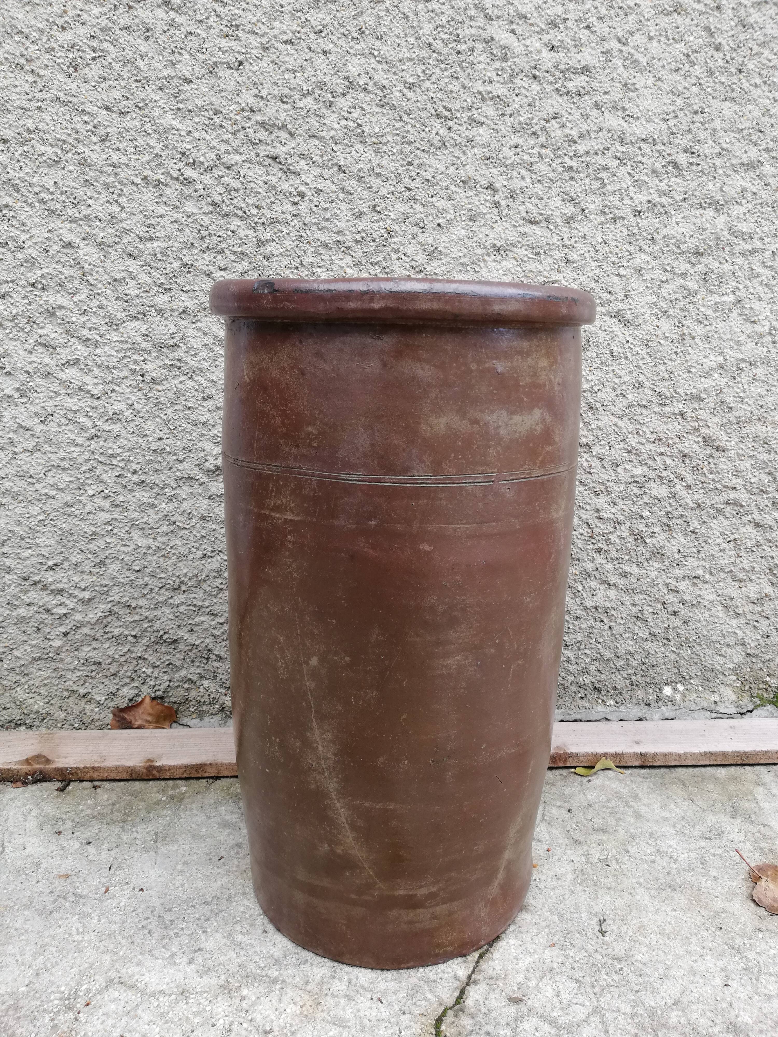 Brown glazed stoneware pot