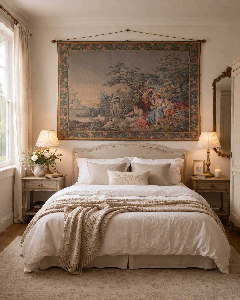 Genuine woven tapestry in the Aubusson style – pastoral French tapestry