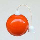Suspension en opaline orange ronde Space Age, 1970