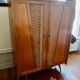 Armoire bois et rotin années 60