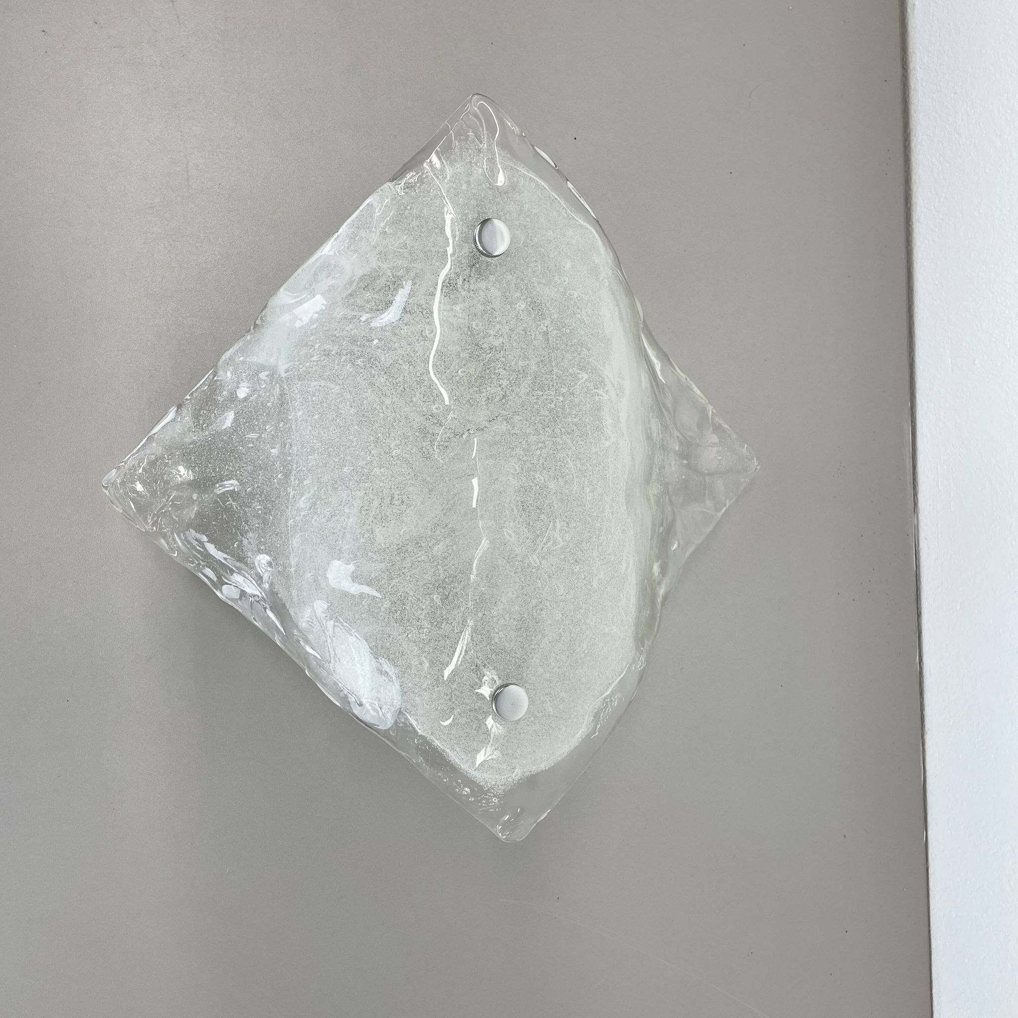 Large Organic Hollywood Regency Ice Glass Wall Light by Kalmar Lights, 1970