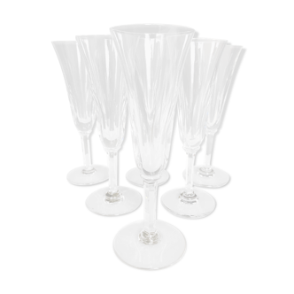 6 Saint Louis crystal champagne flutes