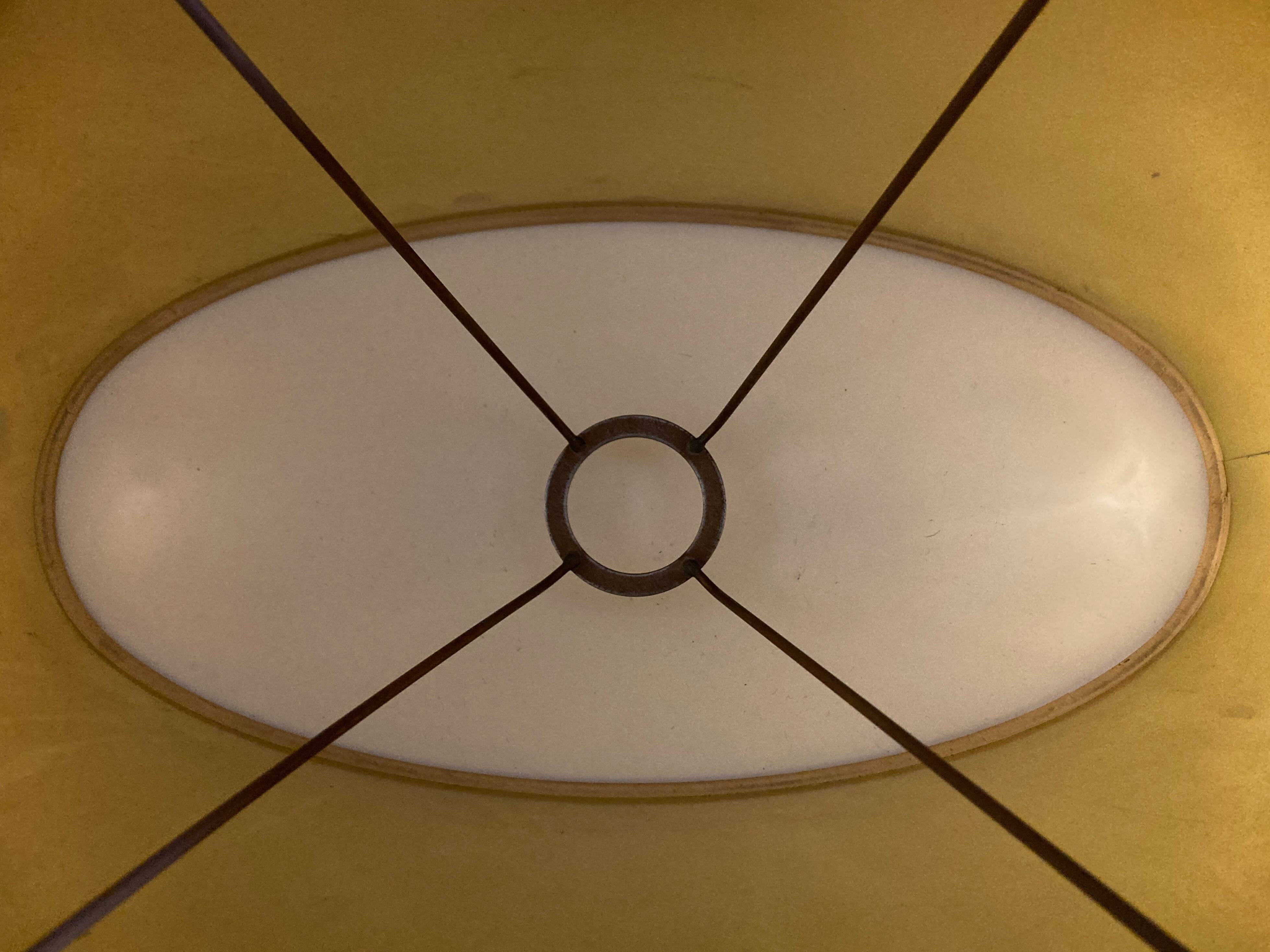 Oval lampshade hot water bottle lamp lacquered cardboard lined with gold 1970