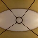 Oval lampshade hot water bottle lamp lacquered cardboard lined with gold 1970