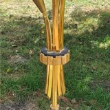 Vintage floor lamp in gilded brass with 5 glass tulips from the 50s